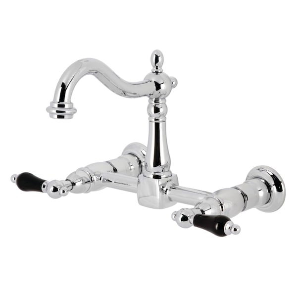 Kingston Brass Two-Handle Wall Mount Bridge Kitchen Faucet, Polished Chrome KS1261PKL - main