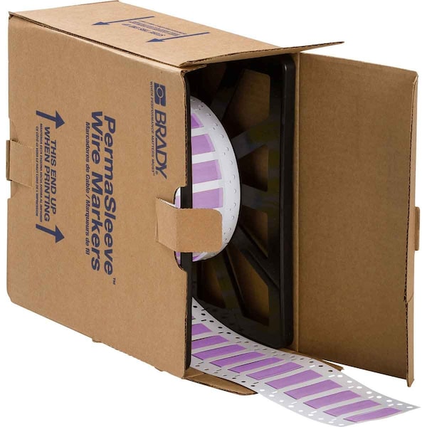 Brady PermaSleeve HX Heat Shrink Double Sided Wire Marking Sleeves, Violet, 0.375 in. Dia x 1 in. W 2HX-375-2-VT-2 - main