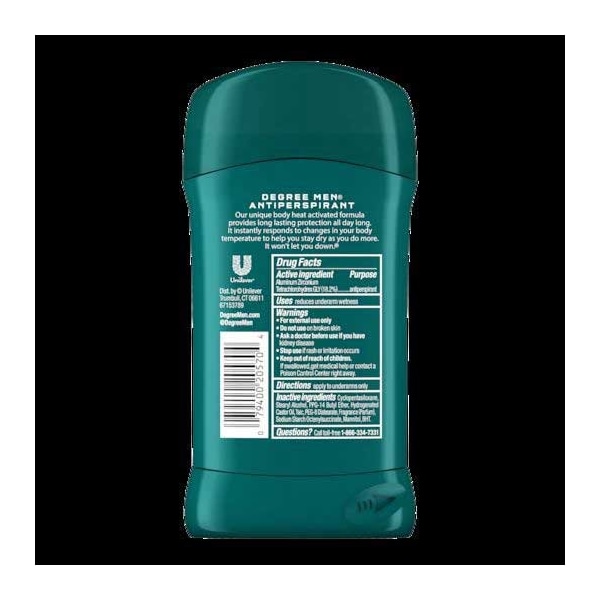 Degree Men Dry Protection Body Heat Activated Cool Comfort Anti Perspirant, 2.7 Ounce, 12PK 20570 - main