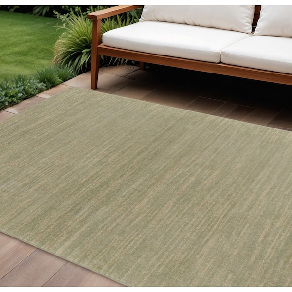 Homeroots 8' X 10' Green And Gold Abstract Indoor Outdoor Area Rug 573060 - main