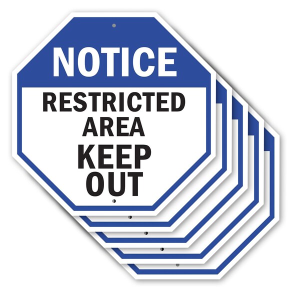 Signmission Notice Restricted Area Keep Out, 10 inch X 10 inch, Aluminum Metal Signs, 5PK OC-A-5Pack-10-176 - main