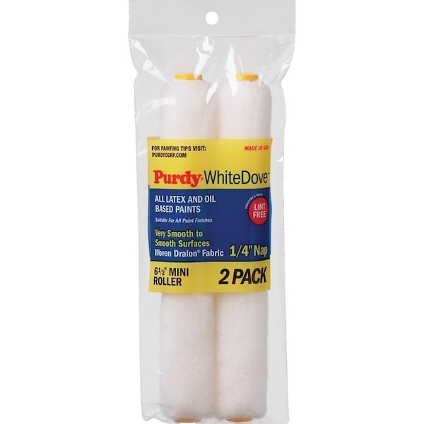 Purdy White Dove Paint Roller Cover, 1/4 in Thick Nap, 6-1/2 in L, Woven Dralon Fabric Cover, White 14G605060 - main