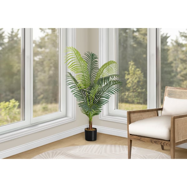 Monarch Specialties Artificial Plant 47" Tall Palm Tree, Indoor, Faux, Fake, Floor, Greenery, Potted, Real Touch I 9537 - main