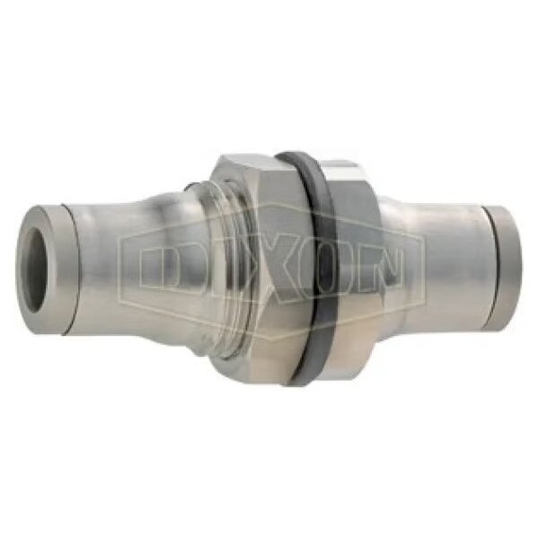 Dixon Legris by Bulkhead Push-In Connector, 3/8 in Nominal, Tube, 290 psi Pressure, SS, Domestic 38166000 - main