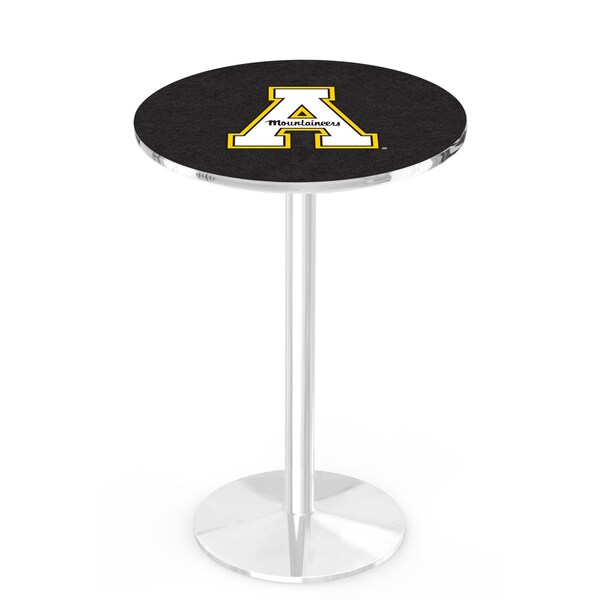 Holland Bar Stool Co 42" Chrome Appalachian State Pub Table, 36" dia. Top L214C4236AppStU - main