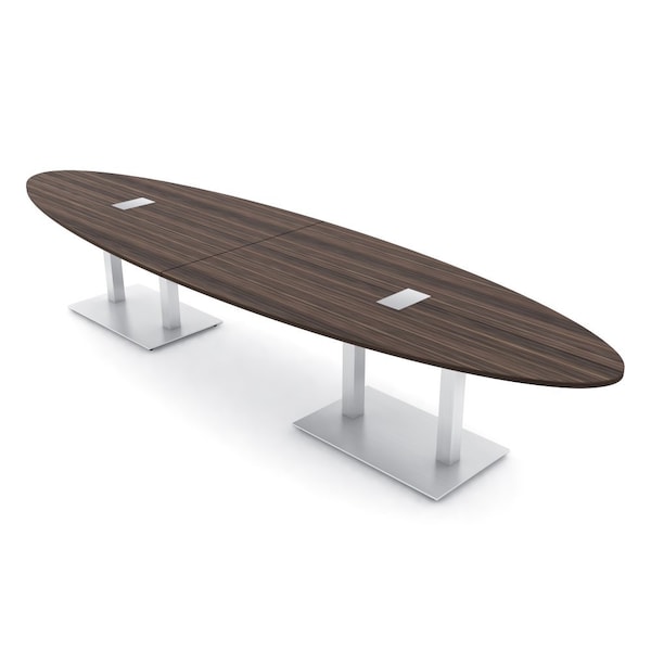 Skutchi Designs Oval Conference Table With Power Unit, 48 in W, 168 in L, Brown HAR-OVL-48X168-DOU-H3041-ESIL - main