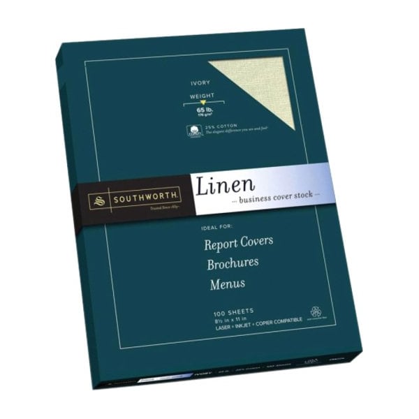 Southworth Paper, Linen, 25%Ctn, 65#, Ivry, PK100 SOUZ560CK - main