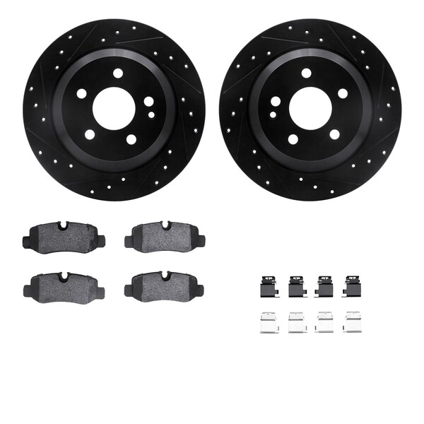 Dynamic Friction Co DFC Rotors-Drilled & Slotted-Black w/ EURO 5000 Ceramic Brake Pads Incl Hdw 8612-63091 - main