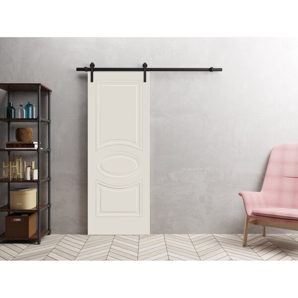 Vdomdoors Modern Barn Door 30" x 80" inches / Mela 7001 Painted Creamy / 6.6FT Rail Track Heavy Hardware Set MELA7001BD-B-CRF-30 - main
