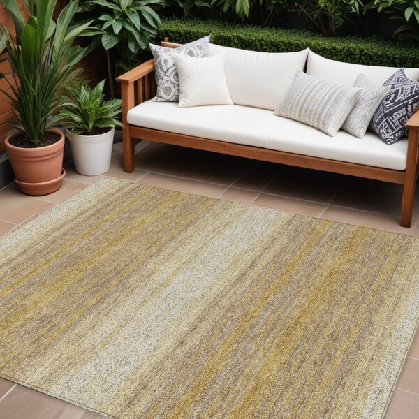 Homeroots 10' X 14' Gold And Beige Abstract Washable Indoor Outdoor Area Rug 599963 - main