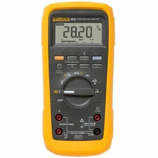 Fluke Digital Multimeter, 1,000 V Max DC, 0.1 V Max AC, TRMS, 6,000/19,999 Instrument Counts, LCD FLUKE-28 II - main