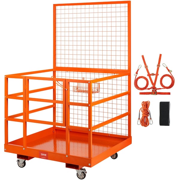 Vevor Forklift Safety Cage Work Platform 43X45in 1400lbs w/ Wheels for Aerial AQL45-43 - main
