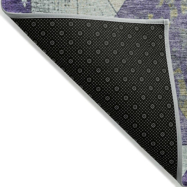 Homeroots 10' X 14' Eggplant And Gold Geometric Washable Indoor Outdoor Area Rug 618714 - main