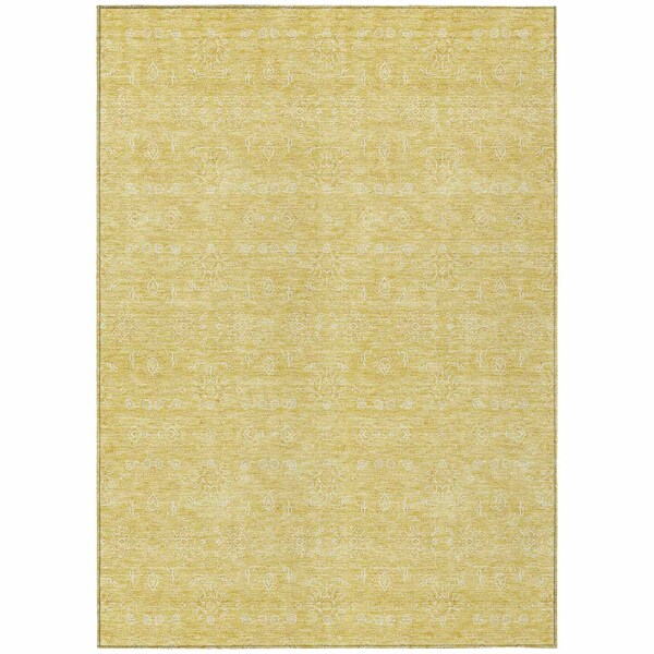 Homeroots 9' X 12' Yellow Gold And Ivory Floral Washable Indoor Outdoor Area Rug 582354 - main