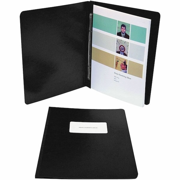 Acco Presstex Report Cover, Side Open, Prong Clip, Letter, 3" Capacity, Black 25071 - main