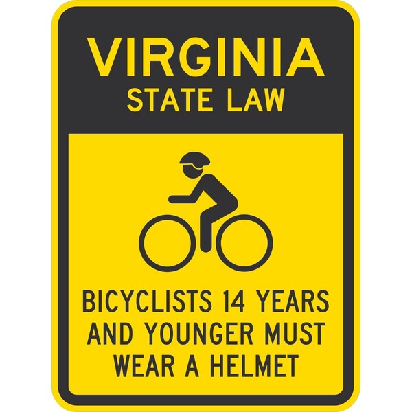 Lyle Bicyclists 14 Years And Younger Must Wear A Helmet, 18x24, High Intensity Prismatic, Yellow G-10505-HI_18x24 - main