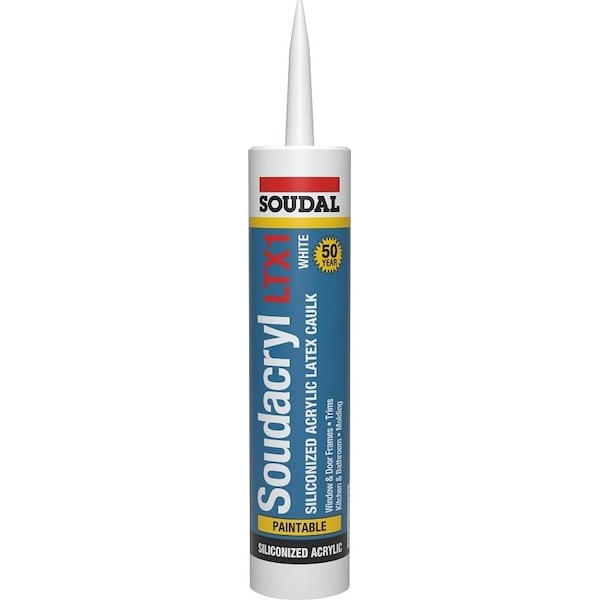 Soudal Soudacryl LTX1 5823539 Siliconized Acrylic Latex Caulk, Clear, 20 to 185 deg F 146901 - main