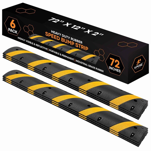 Xpose Safety Rubber Speed Bump 72inL x 12inW x 2inH, 6PK RSH-6-6-X - main