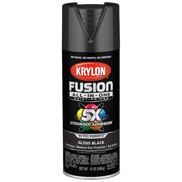 Fusion All-In-One 12 Oz Krylon Black Paint & Primer Spray Paint, Gloss K02702007 - main