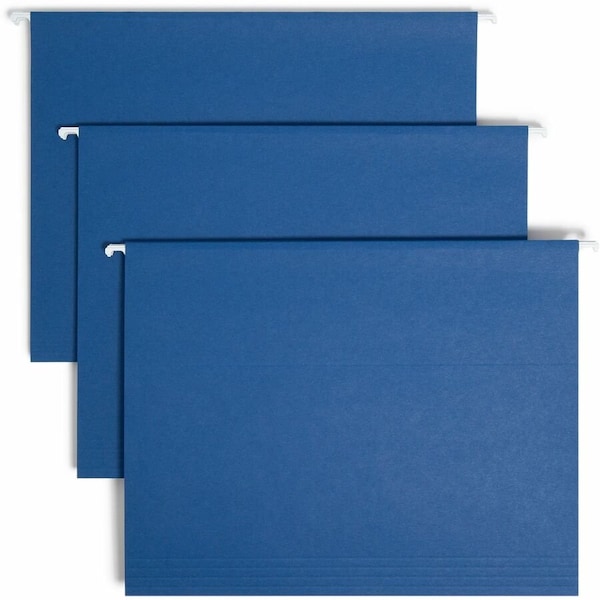 Smead Hanging File Folders, 1/5 Tab, 11 Point Stock, Letter, Navy, 25/Box 64057 - main