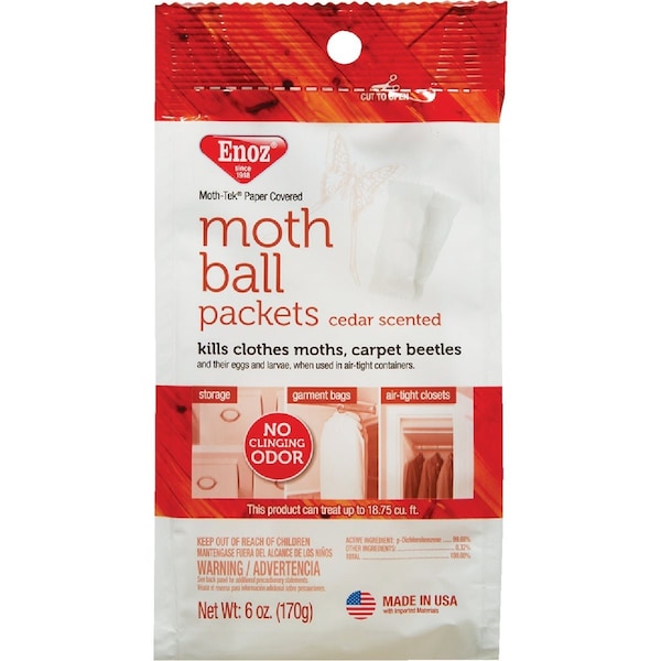 Enoz Moth-Tek 6 Oz. 18.75 Cu. Ft. Coverage Paper Packets Moth Balls E206.6T - main