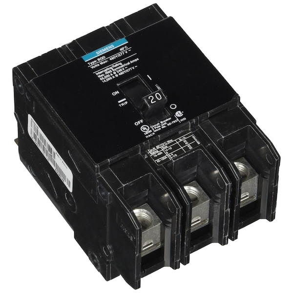 Siemens BQD Series 20 Amp 3-Pole Circuit Breaker, 480V AC, Panelboard Mount, 14kA BQD320 - main