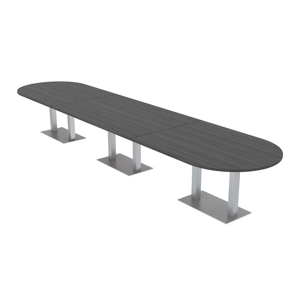 Skutchi Designs Racetrack Conference Table With Power Unit, 48 in W, 192 in L, Grey HAR-RAC-48X192-DOU-WA7949-NA - main