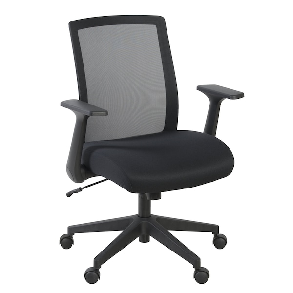 Regency Squire Ergonomic Task Mesh Office Swivel Chair with Flip Up Arms, Black 5401BK - main