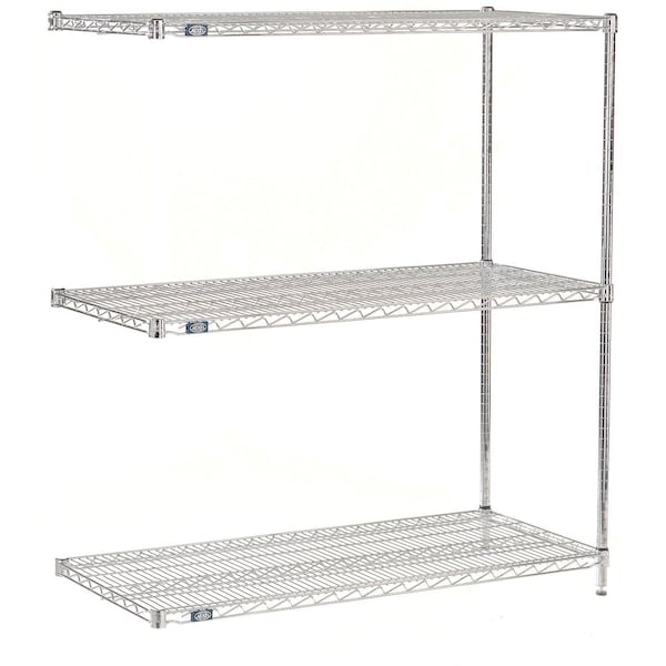 Global Industrial Nexel 3 Shelf, Stainless Steel Wire Shelving Unit, Add On, 36"W x 24"D x 54"H B3149749 - main