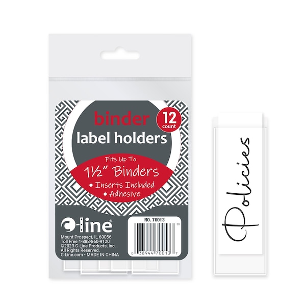 C-Line Products 1" Binder, Label Holder, Pk12 70013 - main