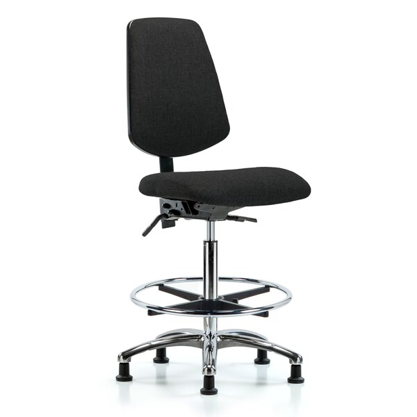 Blue Ridge Ergonomics Fab Hi Bench Chair, Med, Bk, CF, Glds, Blk, No Arms, 26" to 35-1/2" Height, Black BR-FHBCH-MB-CR-T0-A0-CF-RG-F42 - main