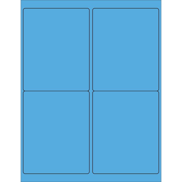Tape Logic 4 x 5in Fluorescent Blue Rectangle Laser Labels, 400PK LL181BB - main