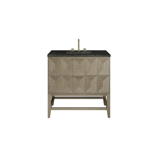 James Martin Vanities Emmeline 36" Single Vanity, Pebble Oak, w/ 3 CM Phantome Eclos Top D100-V36-PBO-3PHT - main