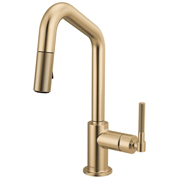 Brizo Litze Pull-Down Prep Faucet with Angle Spout, Knurled Handle Luxe Gold 63963LF-GL - main