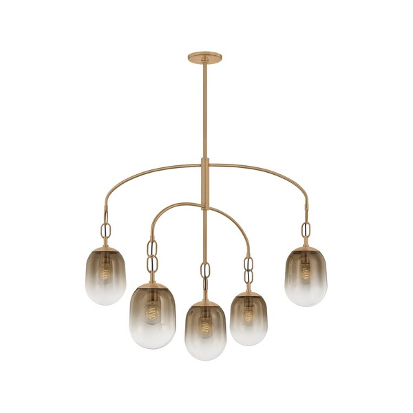 Troy Lighting Harvey 42in wide 5 Light Chandelier in Patina Brass F2542-PBR - main
