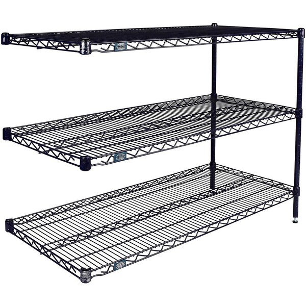 Global Industrial Nexel 3 Shelf, Nexelon Blue Wire Shelving Unit, Add On, 60"W x 21"D x 34"H B3151569 - main