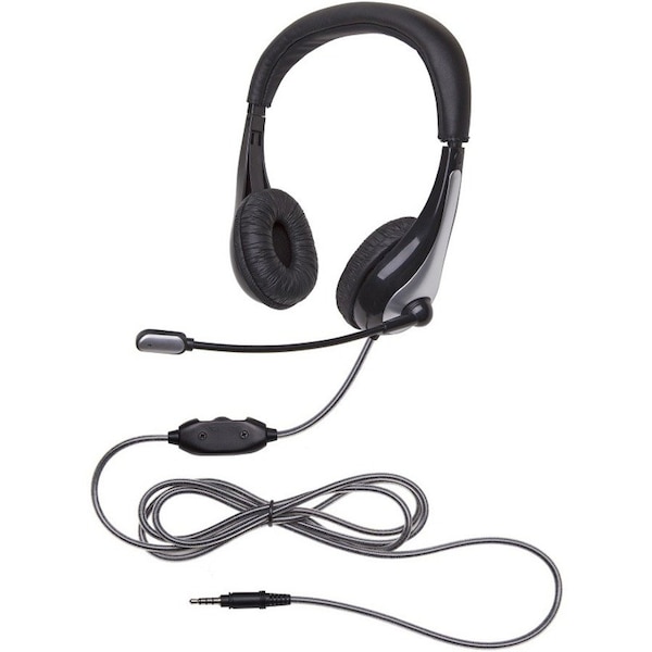 Califone NeoTech Mid-Weight, On-Ear Stereo Headset with Gooseneck Microphone, 3.5mm Plug, Black/Silver 1025MT - main