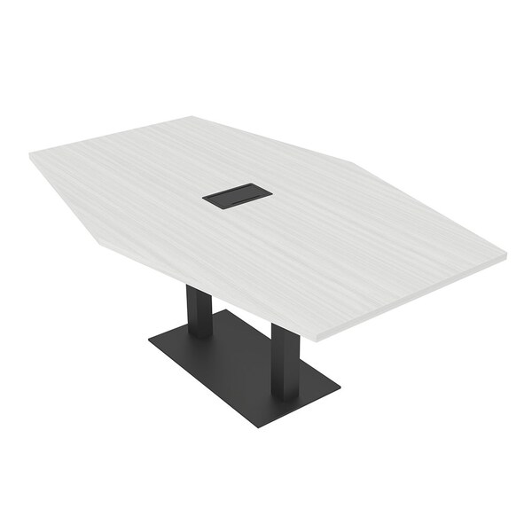 Skutchi Designs Hexagon Conference Table With Power Unit, 48 in W, 84 in L, White HAR-HEX.IR-48X84-DOU.BK-WA7976-EBLK - main