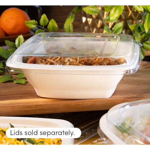 Kitch 24/7 Disposables White Square Molded Fiber Bowl, 24 Ounce, 400PK KC-24SQB-NPAW - main