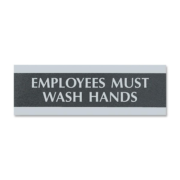 U.S. Stamp & Sign Employees Must Wash Hands, Molded Plastic, 3" x 9", Wall Mountable 4782 - main