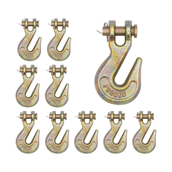 Mytee Products 1/4 in G70 Clevis Grab Hooks 2860 lbs WLL Forged Steel for Lifting, Rigging, 10PK GH14x10 - main