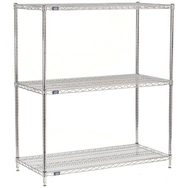 Global Industrial Nexel 3 Shelf, Stainless Steel Wire Shelving Unit, Starter, 72"W x 21"D x 54"H B3149550 - main