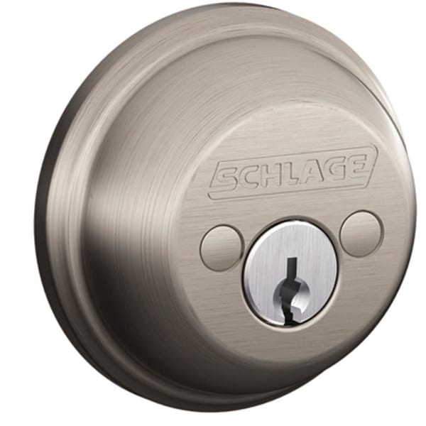 Schlage Entry Deadbolt, 1 Grade, Keyed Alike Key, Metal, Satin Nickel, 238 x 234 in Backset, C B62NV 619 - main