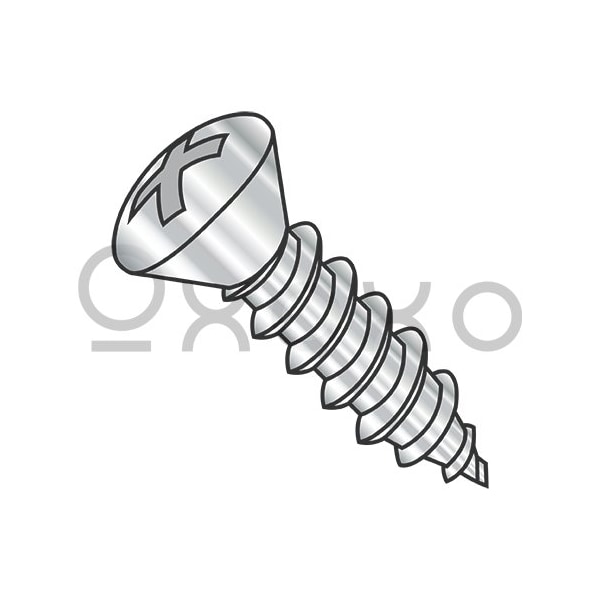 Oxoxo 6-18X1 1/4 Phillips Oval Self Tapping Screw Type A Fully Threaded 18-8 Stainless Steel, 4000PK 117999 - main