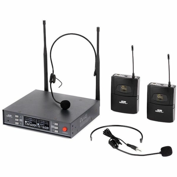 Monoprice STAGE RIGHT BY 200-CHANNEL UHF DUAL HEADSET WIRELESS MICROPHONES SYSTE 600060 - main