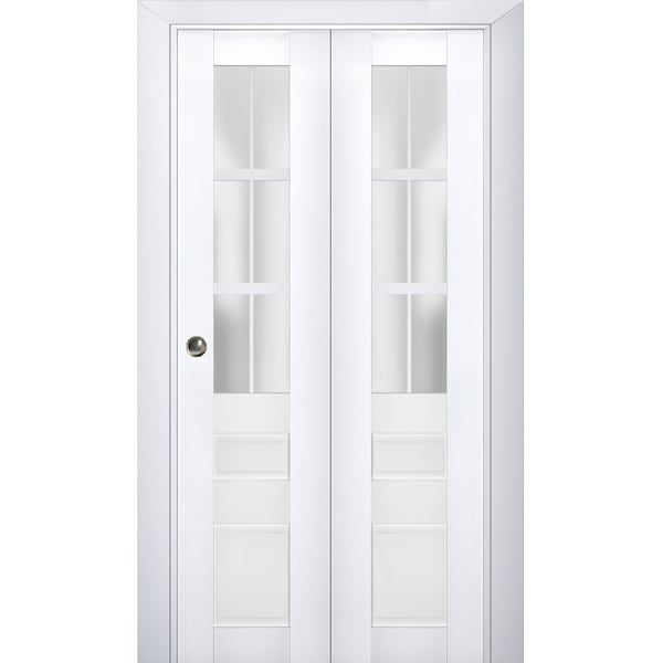 Sartodoors Sliding Closet Bi-fold Doors White Solid Core Modern Interior VEREGIO7339BF-WS-36 x 96 (2* 18x96) - main