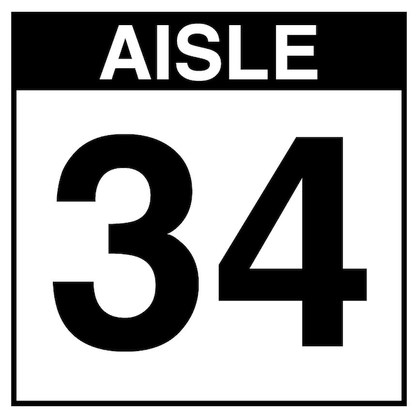 5S Supplies Warehouse Aisle 34 Sign - 12in x 12in - SINGLE - BRKT - PVC AISLE34-12X12-SINGLE-BRKT - main