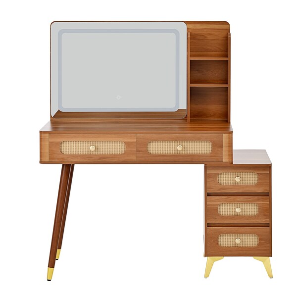 Homeroots 47" Brown Wood Lighted Mirrored Dresser 691728 - main