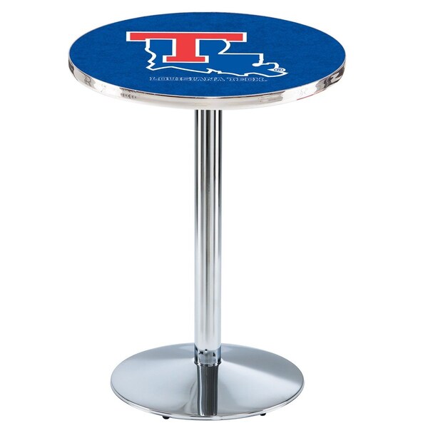 Holland Bar Stool Co 42" Chrome Louisiana Tech Pub Table, 36" dia. Top L214C4236LaTech - main