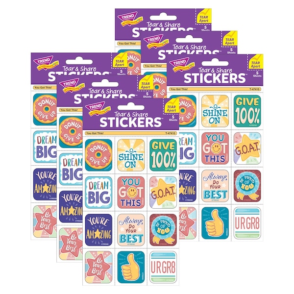 Trend You Got This Tear & Share Stickers, 60-Piece Set, 6PK T47410 - main